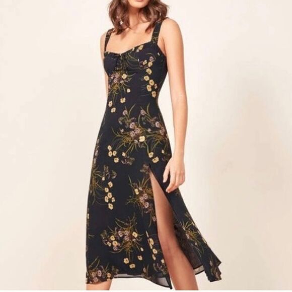 Reformation Peridot Side Slit Midi Dress in Mademoiselle - Picture 1 of 9